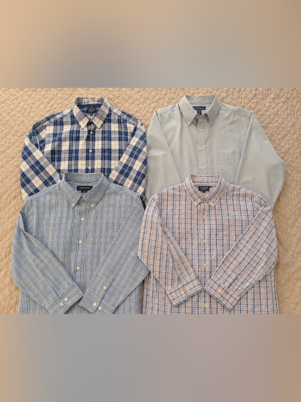 Men’s XL Button Down Shirt Lot (4) Chaps Dockers Croft & Barrow Stafford
